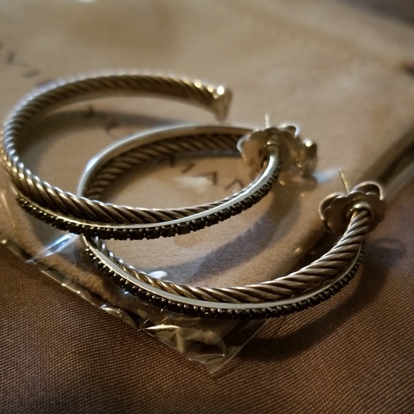 David Yurman Jewelry - david yurman black diamond cable xl hoop